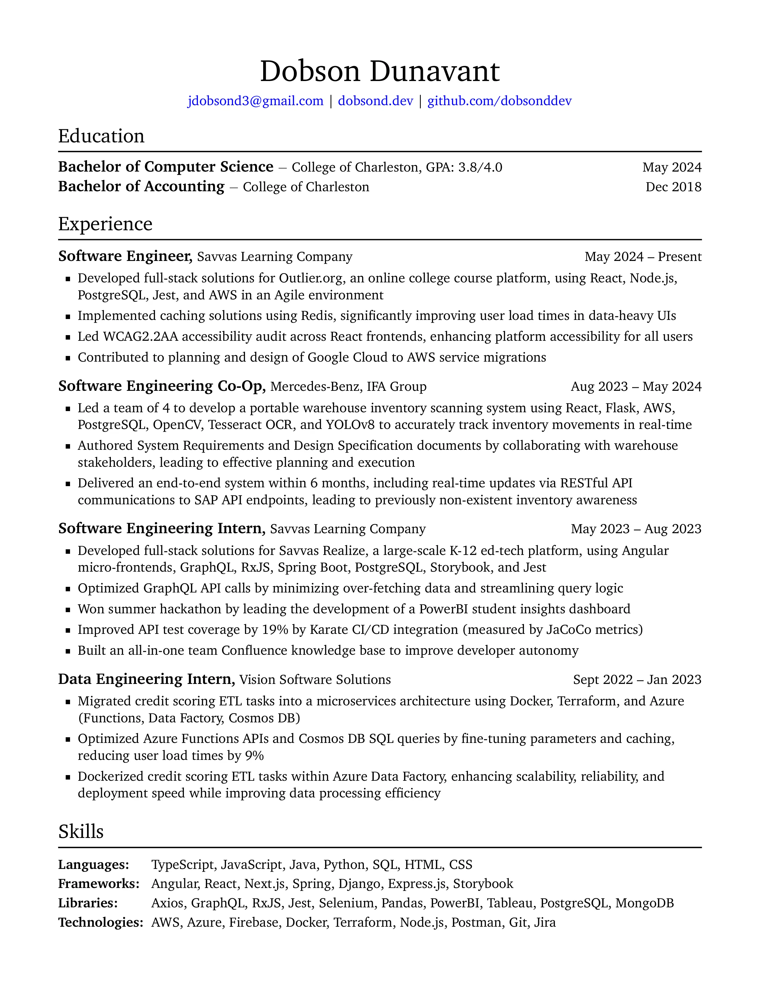 Dobson's Resume